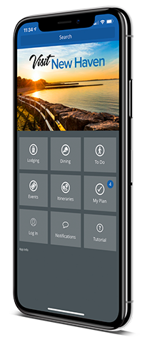 Iphone with Visit New Haven App